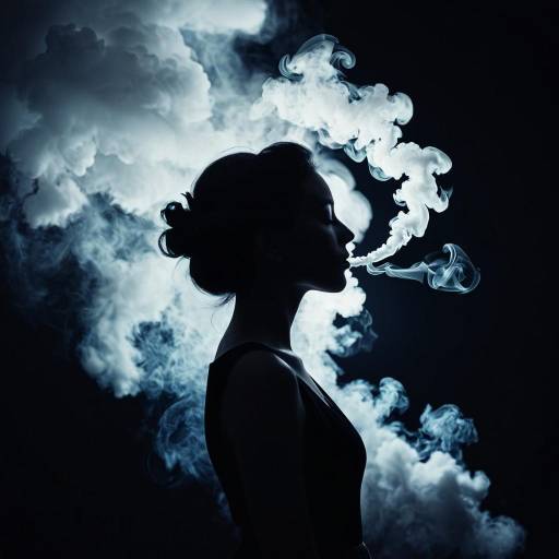 Silhouette Woman with Silver Smoke