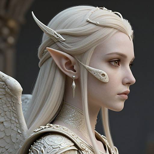 Elegant Elf Skull Profile Art