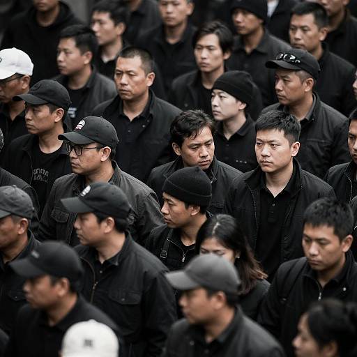 Monochrome High-Contrast Dense Crowd Photo