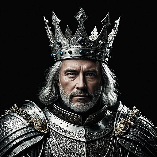 Portrait of Medieval King in Ornate Armor