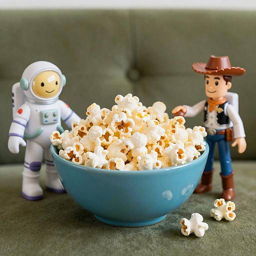 Playful Toy Figures on Cozy Couch