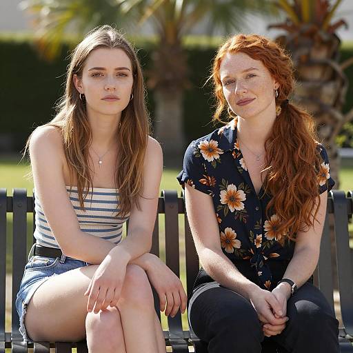 Two Women Sitting on Outdoor Bench