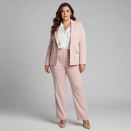 Plus Size Woman in Light Pink Business Suit