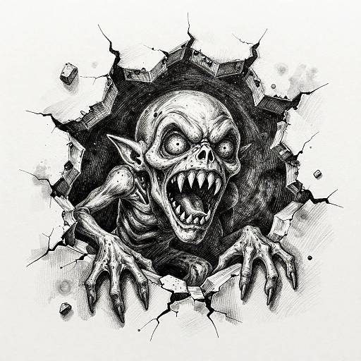 Pencil Sketches of Creepy Creatures