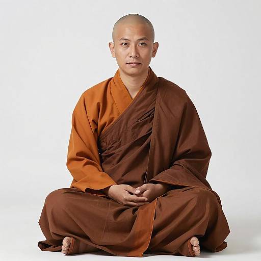 Serene Bald Monk in Cross-Legged Pose