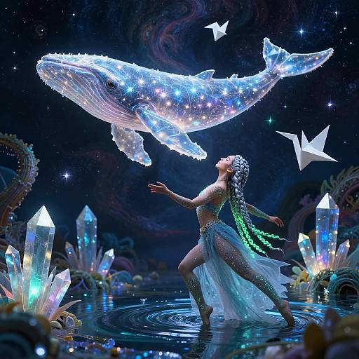 Non-binary Dancer Transforms into Origami Starlight Whales