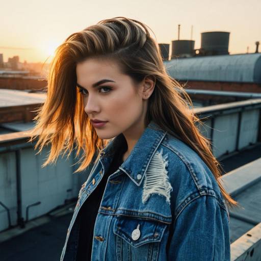 Edgy Mullet Hairstyle on Rooftop Model