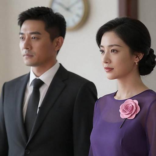 Formal Couple Portrait with Rose Brooch