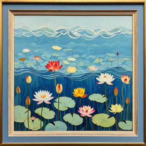 Colorful Water Lilies and Lotus Flowers Pattern