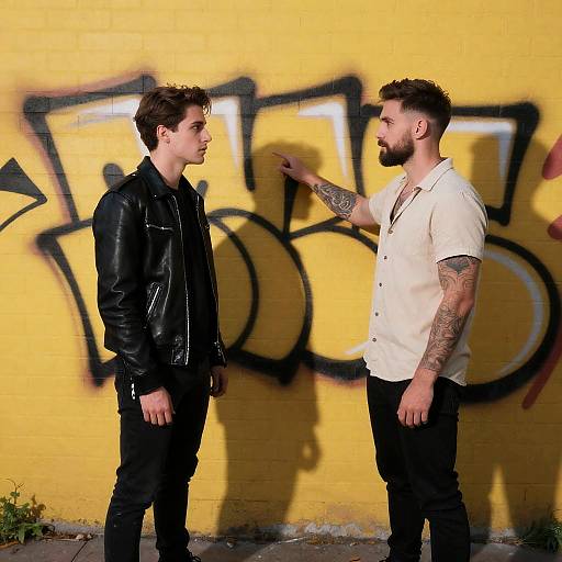 Intense Contrast: Men by Graffiti Wall