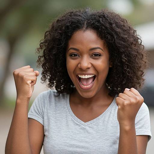 Joyful African Woman Celebrating Victory