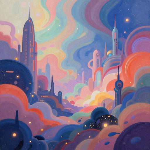 Surreal Dreamscape with Futuristic City