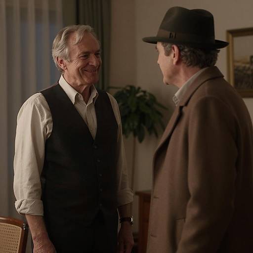 Two Older Men Talking Indoors