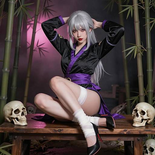 Silver-Haired Ninja in Dark Bamboo