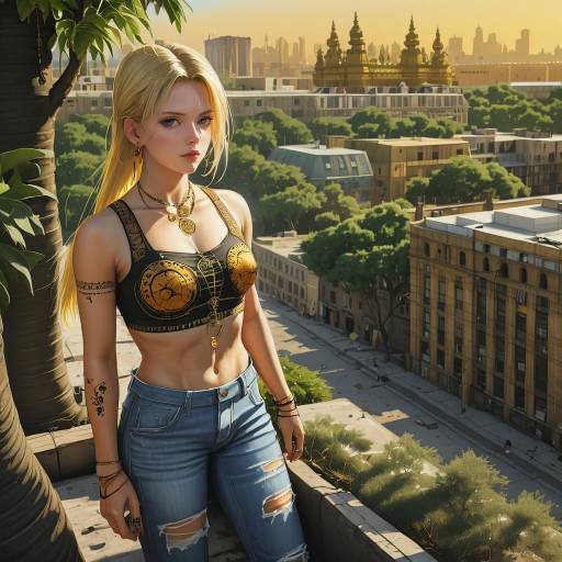 Blonde Girl in Summer Cityscape Vibes