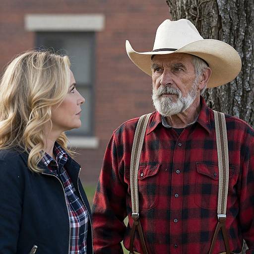 Intense Cowboy and Thoughtful Woman Portrait