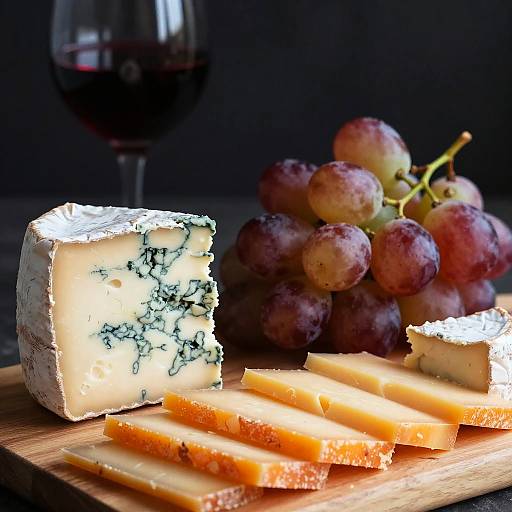 Cheese Board with Blue Cheese and Grapes