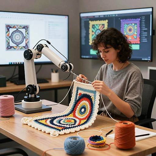 AI-Powered Crochet Workshop Scene