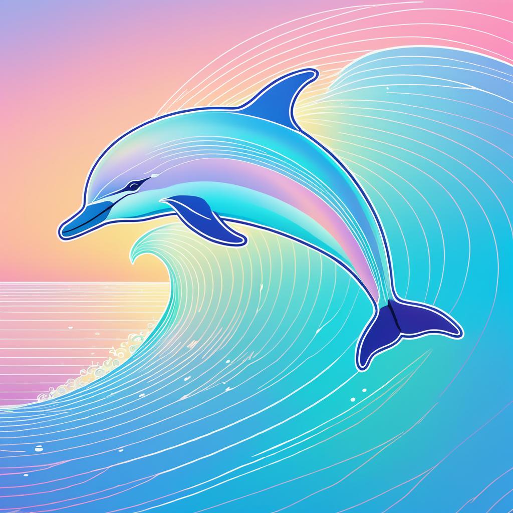 Graceful Dolphin in Pastel Ocean Art