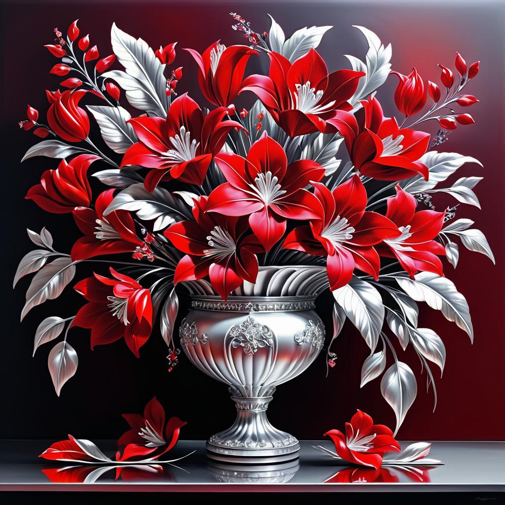 Luxurious Crimson and Silver Floral Arrangement