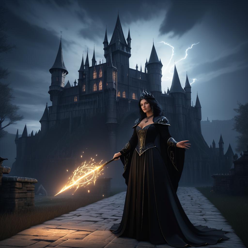 Gothic Sorceress Casting Dark Spells