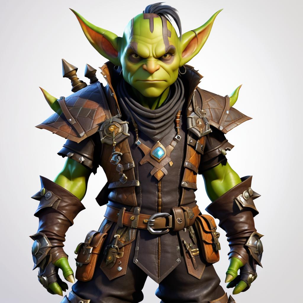 Detailed Goblin Engineer in Warcraft Style