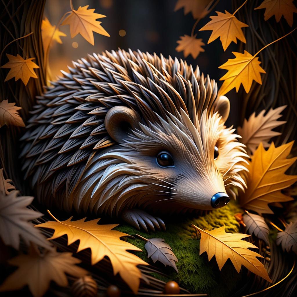 Charming Hedgehog in Cozy Autumn Setting