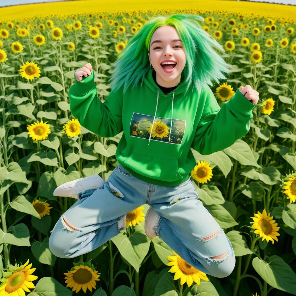 Dynamic Musician in Sunflower Field