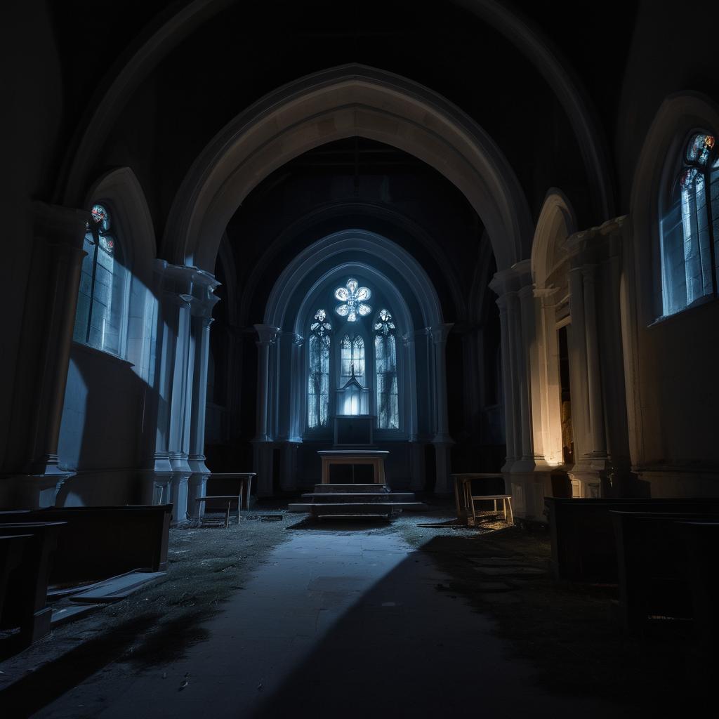 Haunting Ghostly Church at Night