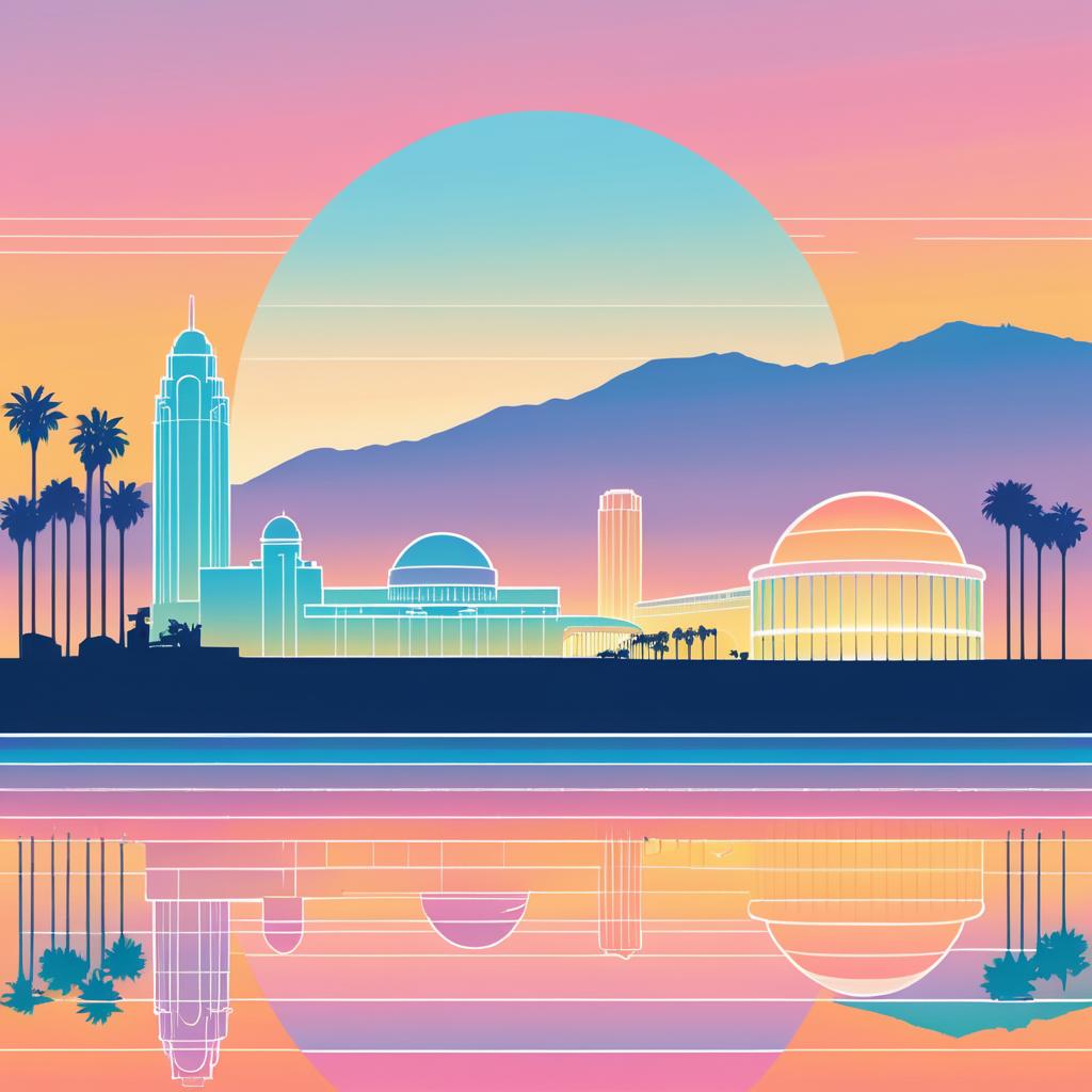 Retro Los Angeles Landmarks Illustration