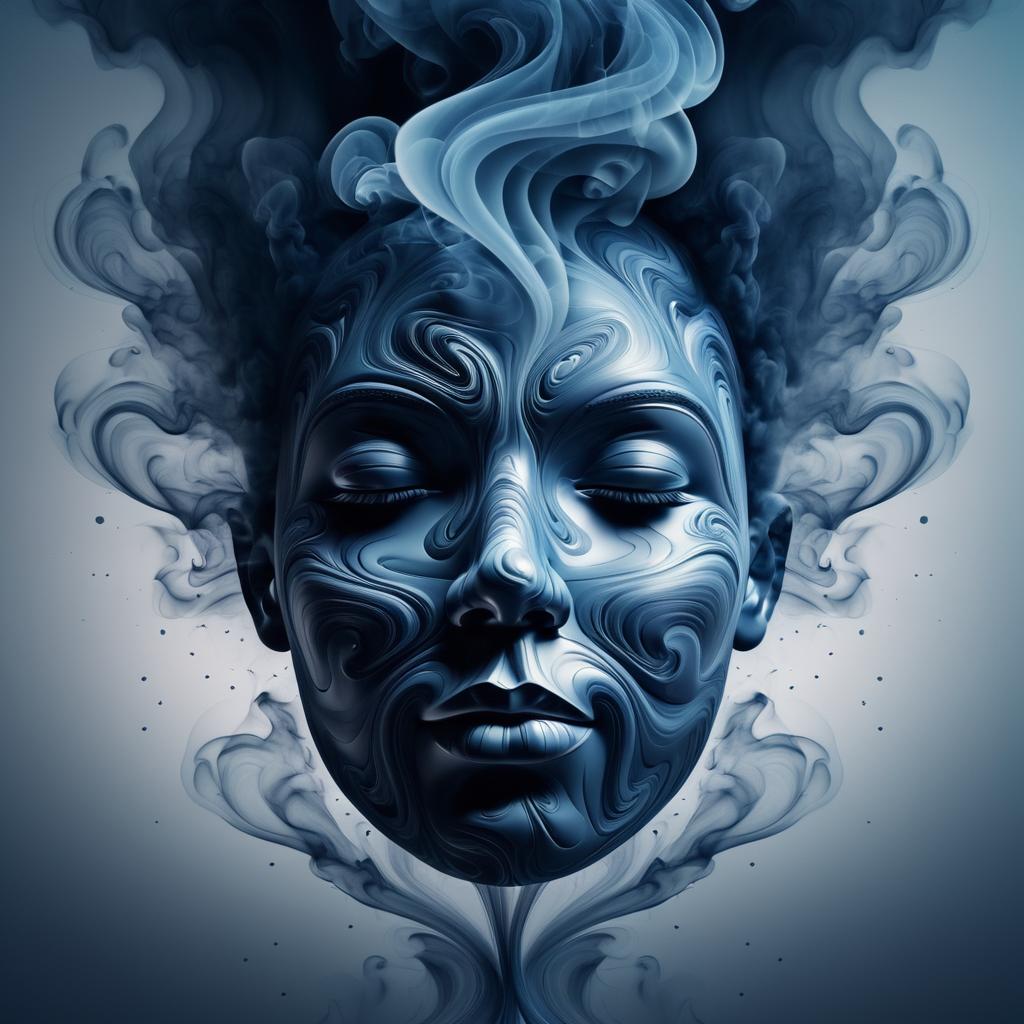 Surreal Face Created from Swirling Smoke