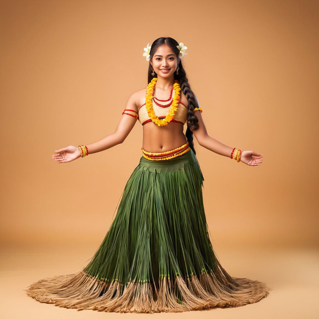 Serene Hula Dancer Against Oceanic Background