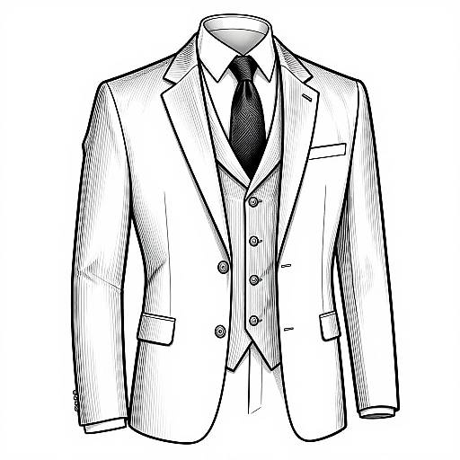 Vector Drawing of Elegant Suit and Tie