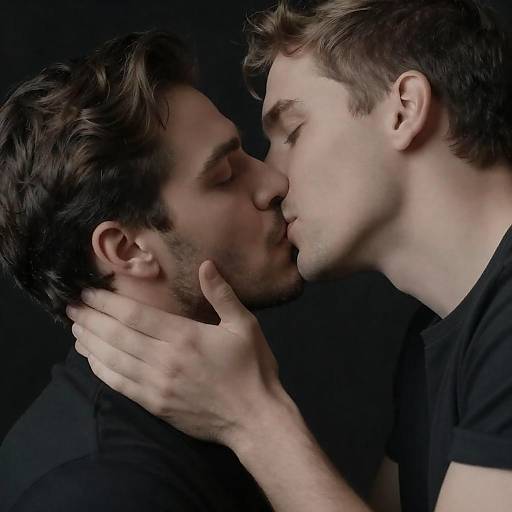 Intimate Moment of Two Men Kissing