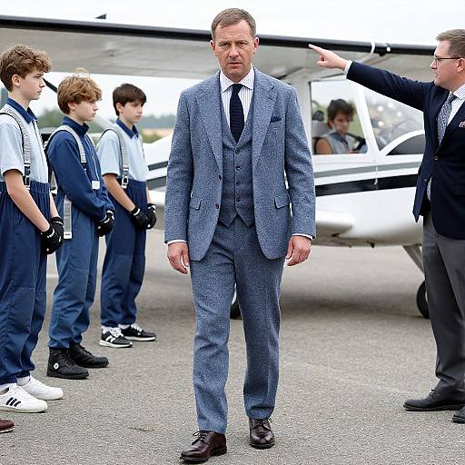 Confident Man in Tweed Suit Outdoors