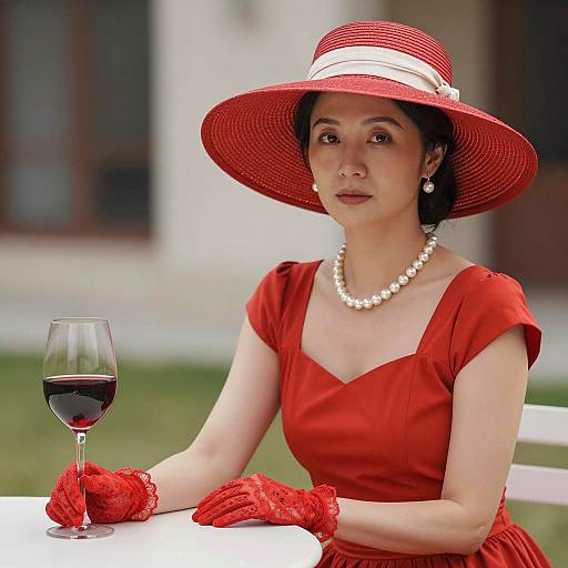 Elegant Woman in Red Elegance