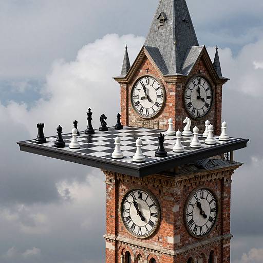 Surreal Chessboard on Clock Tower