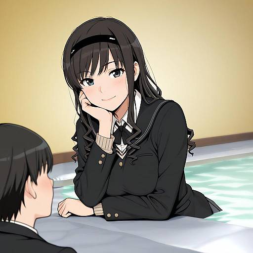 Illustration of Morishima haruka, amagami in the style of Onsen tamago (hs egg)