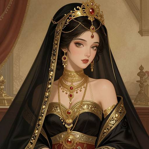 Elegant Harem Life Digital Illustration