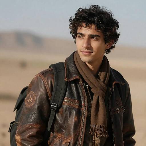 Young Man in Rugged Leather Jacket