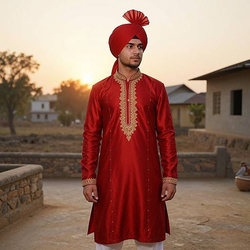 Vibrant Crimson Jodhpuri Suit Sunrise