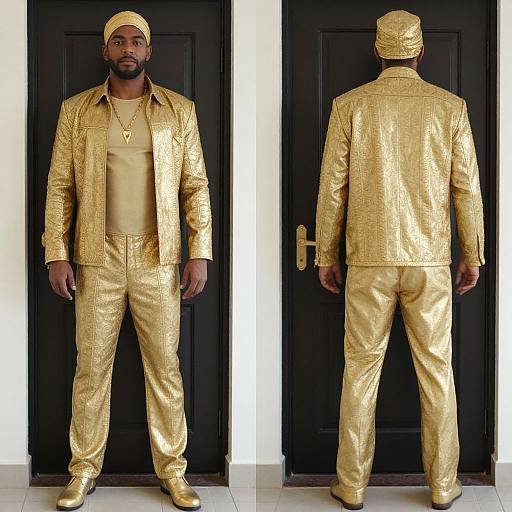 Man in Golden Matching Outfit