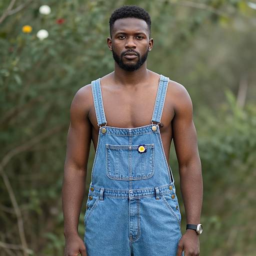 Stylish Dark-Skinned Man in Jumpsuit