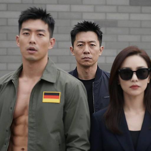 Group Portrait Against Gray Brick Wall