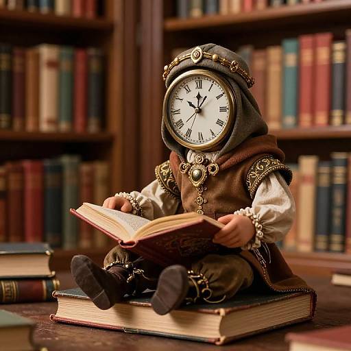 Whimsical Medieval Clock-Faced Reader