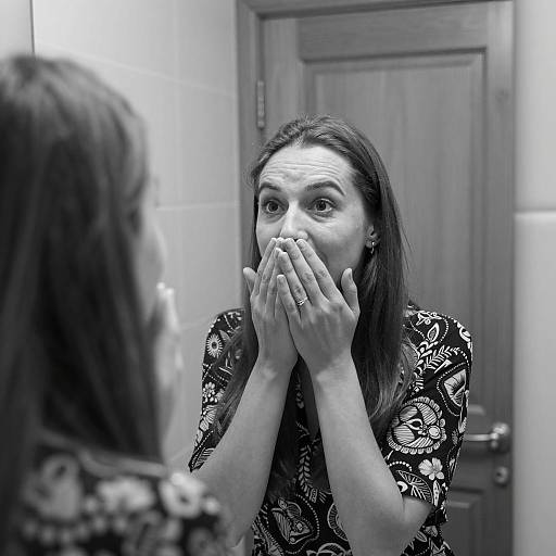 Emotional Reflection in a Bathroom Mirror