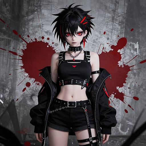 Cyber Goth Anime Woman Portrait