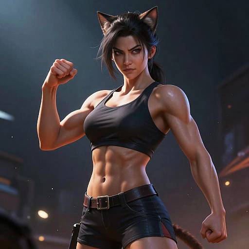 Fierce Athletic Feline Woman