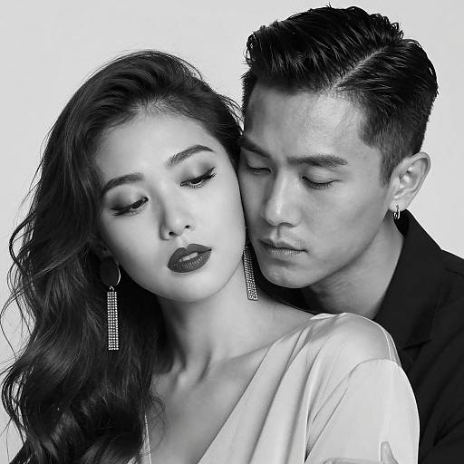 Emotional Black and White Embrace