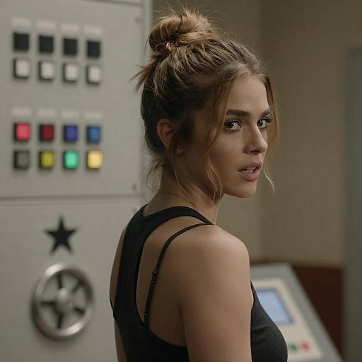 Intense Woman at Control Panel